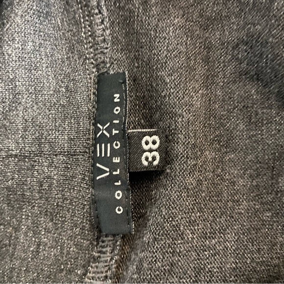 Vex Collection Patchwork Artsy Abstract Floral Cowl Neck Grey Dress Soft Sz 38 - Picture 3 of 9